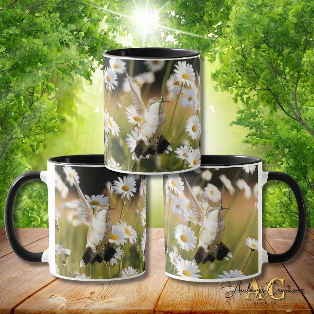 Mug Colibri à gorge rubis "dans des marguerites" (Créateur téléchargé)