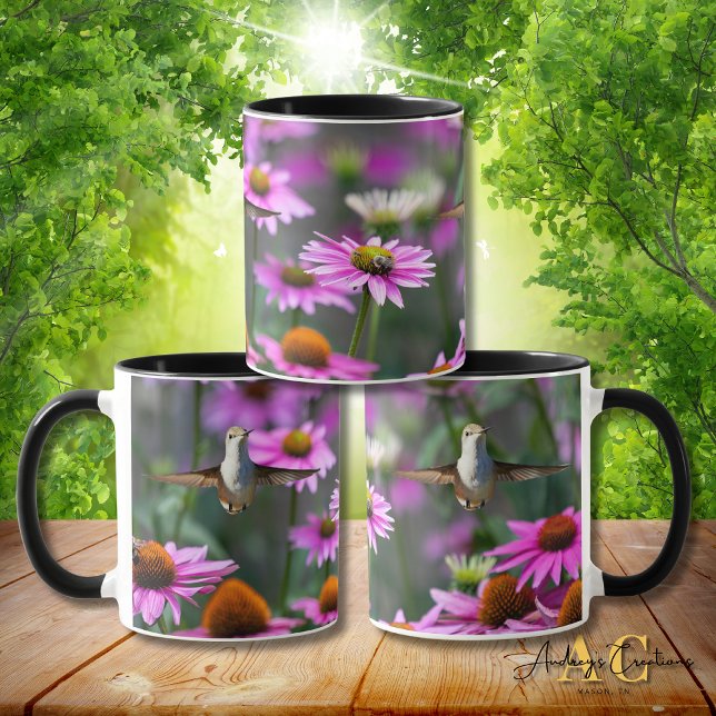 Mug Colibri à gorge rubis "dans les échinacées" (Créateur téléchargé)