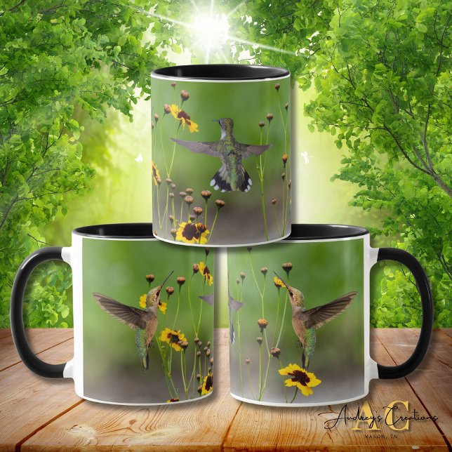 Mug Colibri à gorge rubis "dans Plains Coreopsis" (Créateur téléchargé)