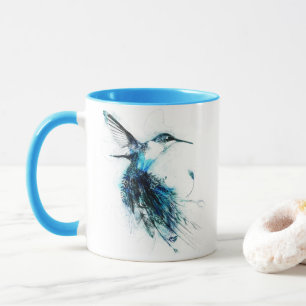 Mug Colibri à queue en plume aquarelle