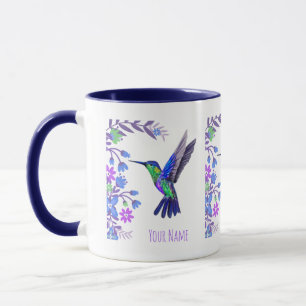 Mug Colibri Design Fleurs Botaniques Amateurs d'oiseau