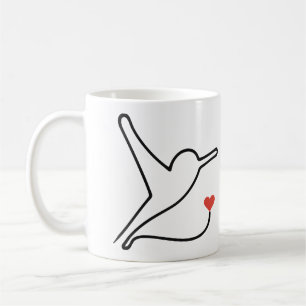 Mug Colibri Dessin d'Une Seule Ligne avec Cœur Rouge