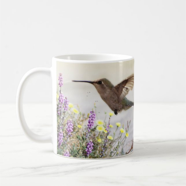 Mug Colibri et Art numérique Fleur sauvage (Gauche)
