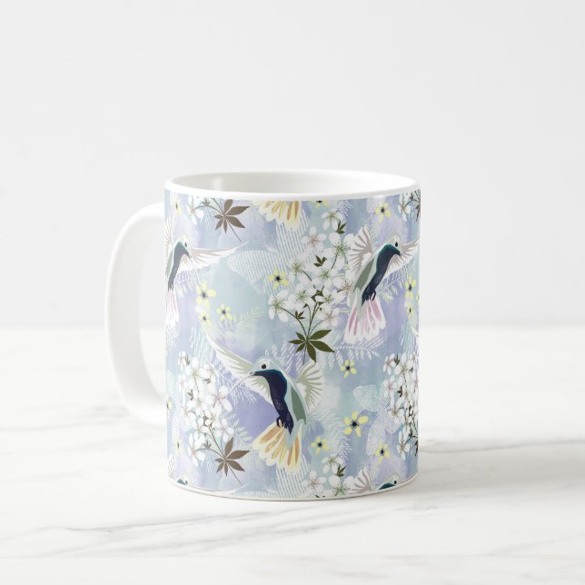 Mug Colibri et fleurs blanches (Devant gauche)