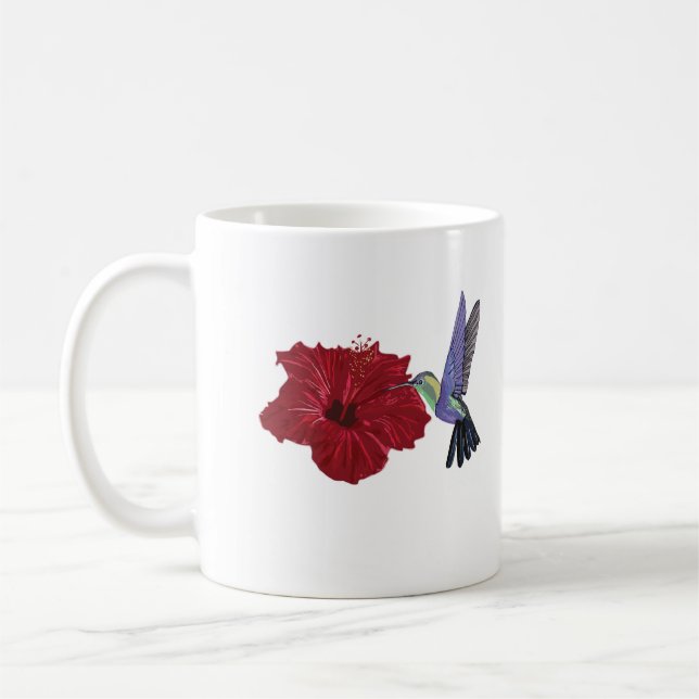 Mug Colibri et Hibiscus rouge (Gauche)
