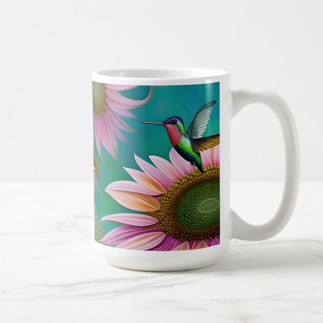 Mug Colibri et tournesol rose (Droite)