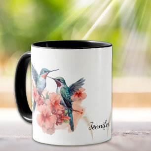 Mug Colibris à gorge rouge Fleur orange