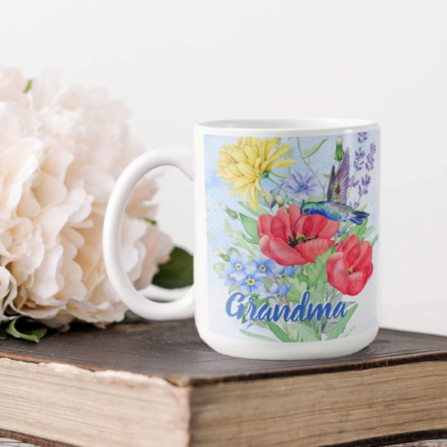 Mug Colibris Grand-mère personnalisés (Personalized Hummingbird Coffee mug for Grandma or mom)