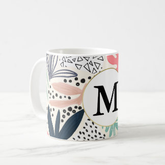 Mug Collage Abstrait couleur tropicale avec monogramme