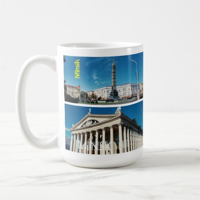 Mug Collage Cityscape de l'architecture de Minsk en Bi (Gauche)