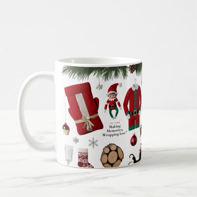 Mug Collage Classique Équipe de Lutins Tricotés de Lux (Gauche)