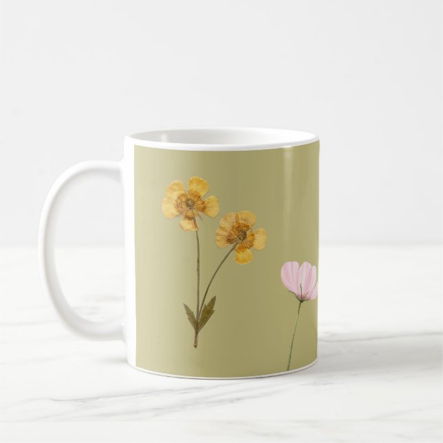 Mug Collage d'aquarelle de fleurs sauvages vintage sur (Gauche)