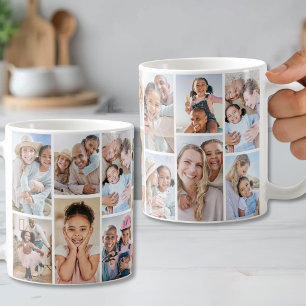 Mug Collage de 14 photos simple personnalisé