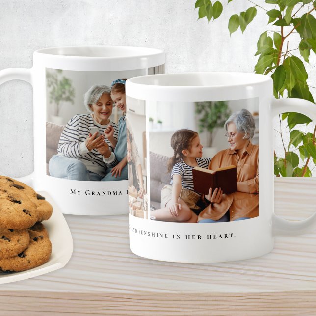 Mug Collage de 3 photos de grand-mère avec citation pe (A coffee mug for Grandma, with 3-photo collage and custom quote)