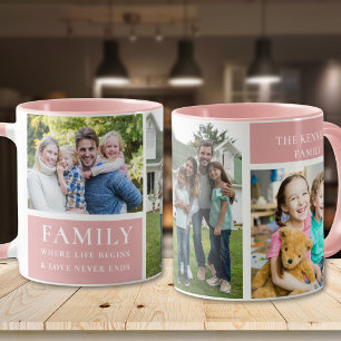 Mug Collage de 3 photos modernes Famille Citation Amou