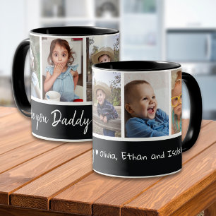 Mug Collage de 5 photos en noir et blanc Love You Papa
