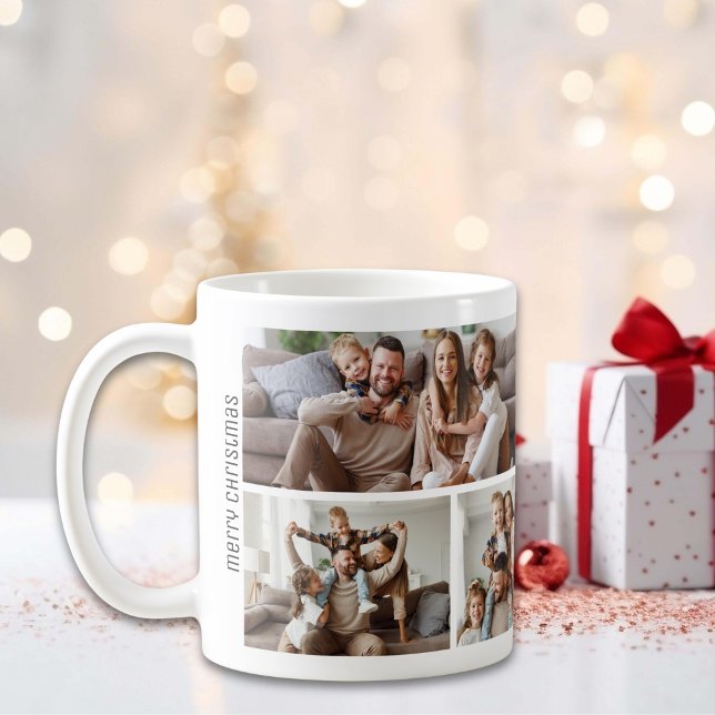 Mug Collage de 7 photos de Noël en famille (Christmas 7 Photos Collage Family Coffee Mug)
