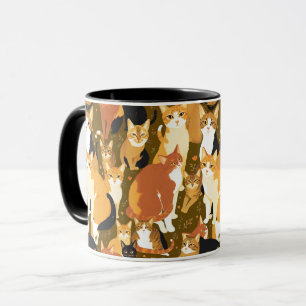 Mug Collage de chats en Brown, Tan et Rust