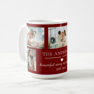 Mug Collage de famille personnalisé 5 photos Rouge Élé
