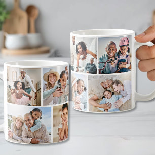Mug Collage de grille de 8 photos minimaliste moderne