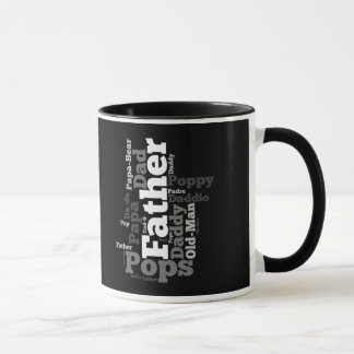 Mug Collage de mots de père noir et blanc