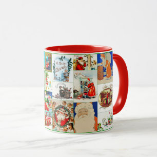 Mug Collage de Noël du Père Noël vintage