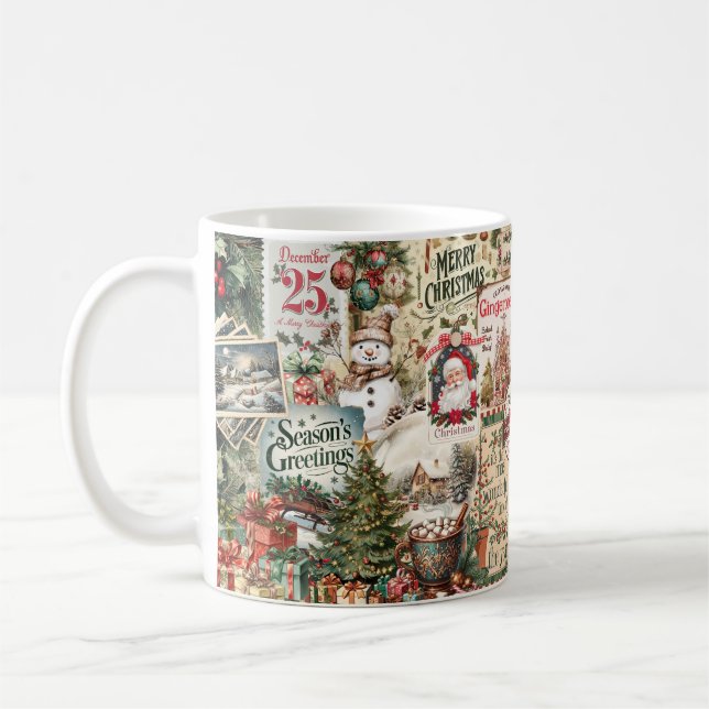 Mug Collage de Noël vintage nostalgique  (Gauche)