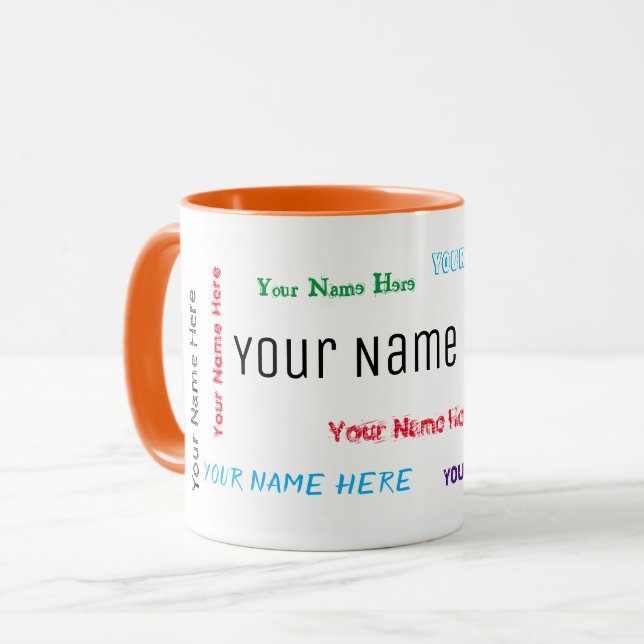 Mug Collage de noms personnalisable multicolore (Devant gauche)