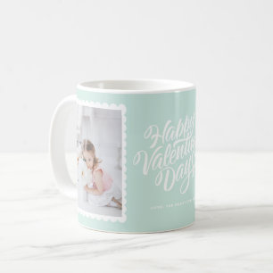Mug Collage de photo de menthe de lettrage de heureuse