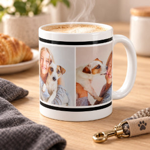 Mug Collage de photos à rayure noire classique