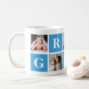 Mug Collage de photos bleues personnalisées Grand-pè