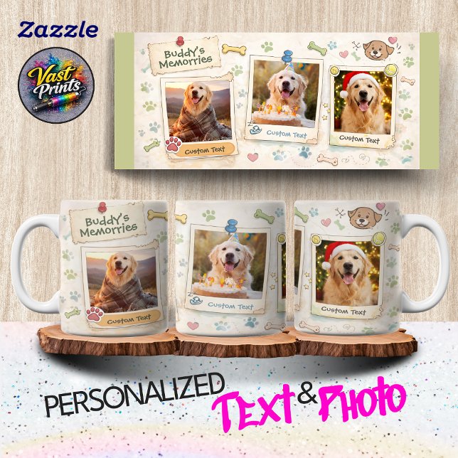 Mug Collage de photos de chien Empreintes de pattes So (Dog Photo Collage Paw Print Memories Coffee Mug)