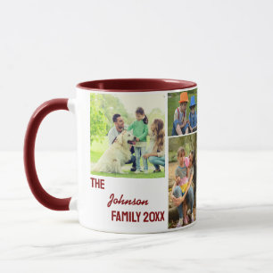 Mug Collage de photos de famille en calligraphie borde