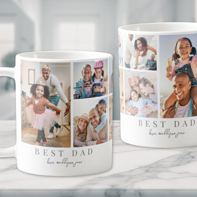 Mug Collage de photos de famille Papa (Dad Family Photo Collage Father Coffee Mug)