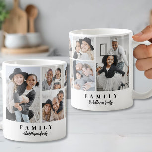 Mug Collage de photos de famille personnalisé avec nom