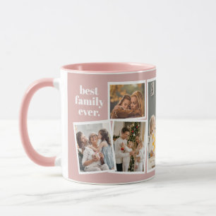 Mug Collage de photos de famille rose - 6 photos