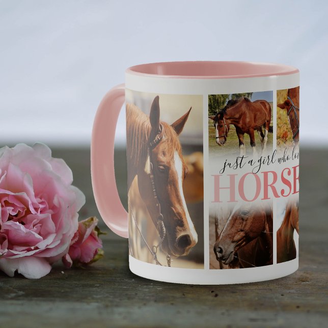 Mug Collage de photos de fille aux chevaux (Créateur téléchargé)