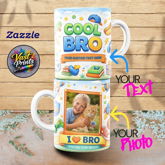 Mug Collage de photos de frère cool avec ruban jaune (Cool Bro Photo Collage Yellow Ribbon Coffee Mug)