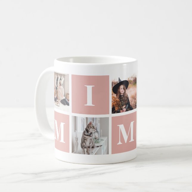 Mug Collage de photos de grand-mère rose Mimi (Devant gauche)