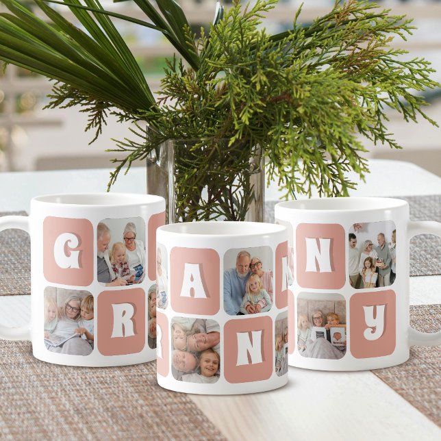 Mug Collage de photos de grand-mère Texte Rétro 6 Modè (Créateur téléchargé)