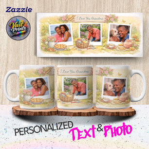Mug Collage de photos de jardin à l'aquarelle Texte pe