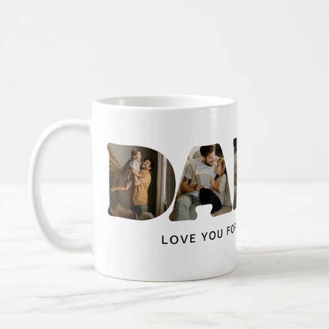 Mug Collage de photos de lettre PAPA (Gauche)