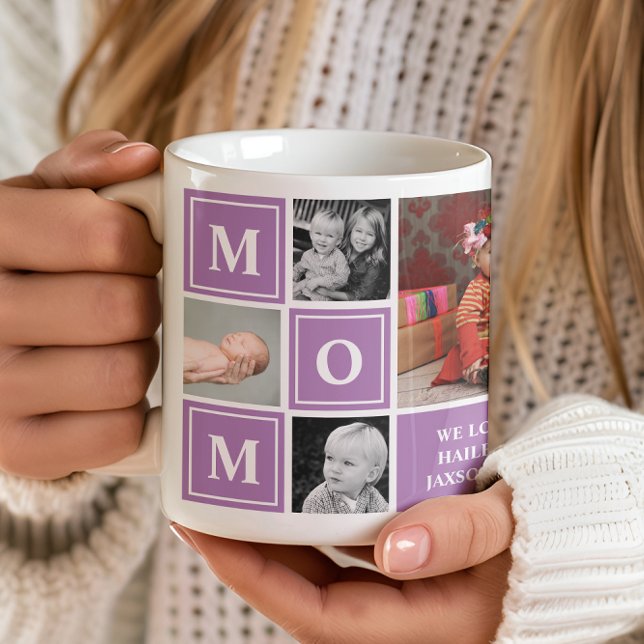 Mug Collage de photos de maman violet Fête des mères (Créateur téléchargé)