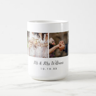 Mug Collage de photos de mariage personnalisé à 4 hist