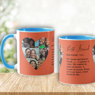Mug Collage de photos de meilleure amie cœur coloré