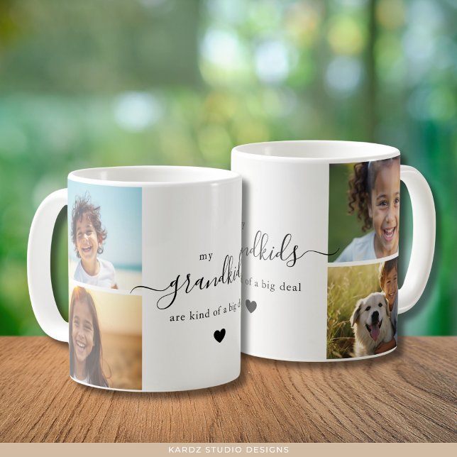 Mug Collage de photos de petits-enfants mignons pour g (Both sides of the mug are shown. Use 4 photos for the photo collage.)