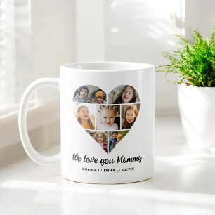 Mug Collage de photos du coeur Nous vous aimons maman