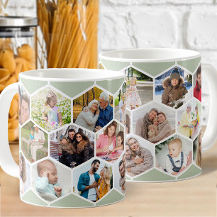 Mug Collage de photos en nid d'abeille 17 images vert
