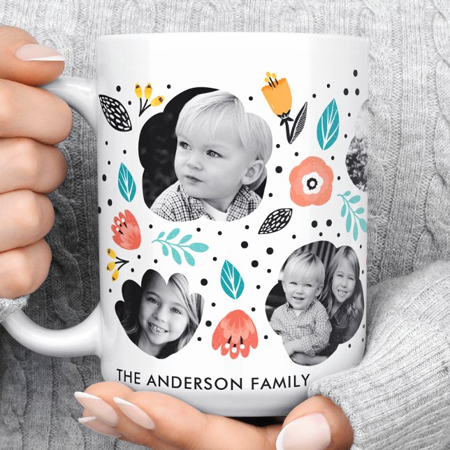 Mug Collage de photos florales colorées du jardin fami (Créateur téléchargé)