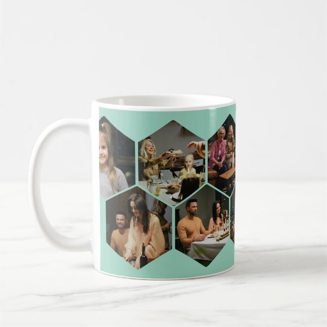 Mug Collage de photos géométrique en hexagone de coule (Gauche)